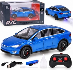 Coche RC Tesla Model X a escala 1:22 con luces LED y efecto de niebla