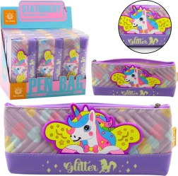 Estuche con unicornio morado 20 x 8,5 cm