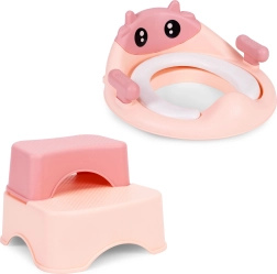 Asiento de inodoro infantil rosa con escalones ECOTOYS