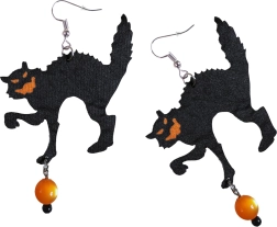Pendientes de gata bruja para Halloween