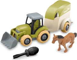 Tractor atornillable con remolque para caballos – set de construcción para niños 3+