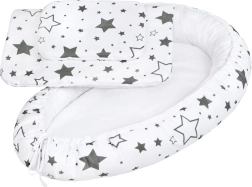 Nido de lujo con edredón para bebé NEW BABY estrellas grises