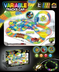 Pista de carreras fluorescente de 446 cm con loop y coche LED, 227 piezas
