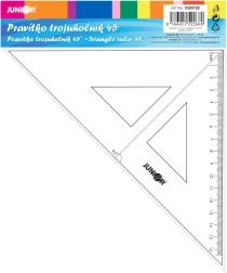 Regla triangular con línea de guía de 16 cm, transparente