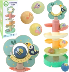 Pista de canicas en espiral de madera WOOPIE GREEN, 6 piezas