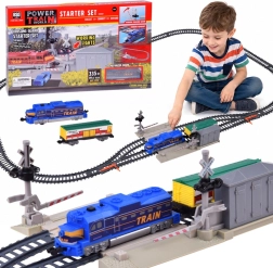 Vía de tren eléctrica de carga con paso a nivel y barreras 335 cm