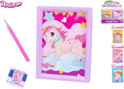 Set para pegar piedritas de colores Unicornio en marco