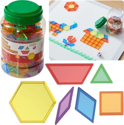 MASTERKIDZ mosaico Montessori tangram con formas geométricas transparentes, 140 uds.