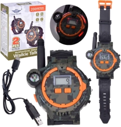 Reloj militar con walkie-talkie y brújula