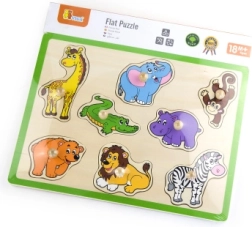 Puzzle encajable de madera con animales salvajes y pomos 30 × 22,5 cm VIGA