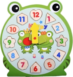 Reloj de madera tipo rompecabezas rana