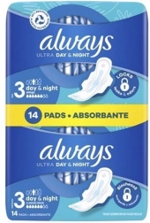 Always Ultra Night Super compresas higiénicas con alas 14 uds