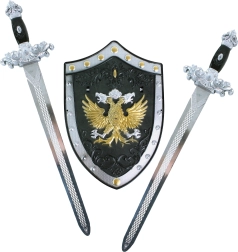 Set de caballero con escudo y dos espadas para niños