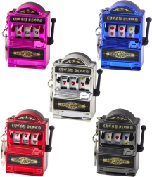 Llavero mini tragamonedas con ranura, palanca móvil, colores surtidos