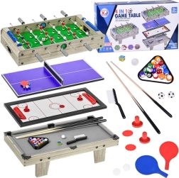 Set de juegos de mesa 4 en 1: futbolín, air hockey, ping-pong y billar
