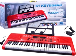 Instrumento de teclado electrónico de 61 teclas con micrófono – rojo