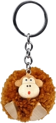 Llavero de madera con pompón Mono