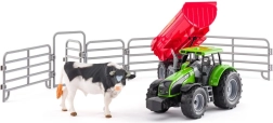 Tractor con remolque, toro y corral para niños