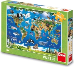 Puzzle Dino mapa de animales – 100 piezas XL