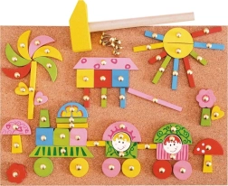 Tablero de corcho para clavar para niñas – mosaico creativo de madera con clavitos