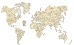 Mapa del mundo 3D de animales de madera, tamaño M