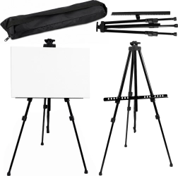 Caballete de pintura metálico para plein air (sztaluga), trípode con funda, negro 158 cm