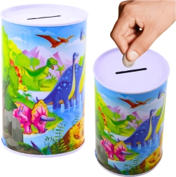 Hucha metálica con dinosaurios 13 × 8 cm