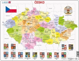 Puzzle Larsen Mapa de la República Checa con regiones (kraje), 70 piezas