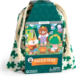 Puzzle Mudpuppy Campistas alegres en bolsa de tela – 36 piezas