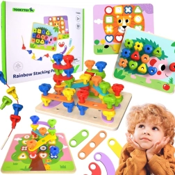 TOOKY TOY tablero motor multifuncional Montessori con tornillos de colores