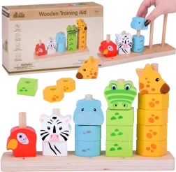 Juego de apilamiento de madera con animales para aprender colores y números