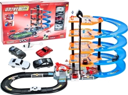 Garaje de estacionamiento con circuito y cochecitos