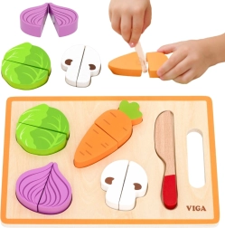 Viga set de verduras de madera Montessori para cortar con tabla y cuchillito