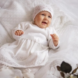 Conjunto EKO para bautizo de niña con vestido y gorro, talla 62