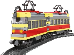 Set de construcción compatible tranvía a pilas con vías 724 piezas