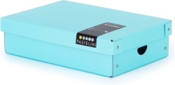 Caja de cartón laminado PASTELINI azul pequeña con tapa