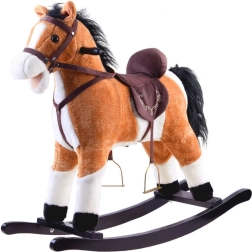 Gran caballo balancín beige con sonidos, boca móvil y cola