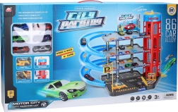 Estación de aparcamiento con 6 coches metálicos 55 × 40 × 44 cm