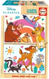 Educa puzzle de madera El Rey León y Bambi, 2 x 16 piezas