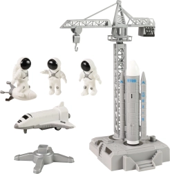 Set espacial con grúa y plataforma de lanzamiento