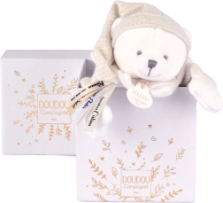 Set de regalo Doudou – osito de peluche de apego con gorrito, beige 25 cm