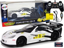 Coche RC CORVETTE C6.R 1:18 blanco con luces 2.4 GHz