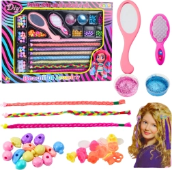Set infantil para peinar el cabello con trenzas, cuentas y decoración de purpurina