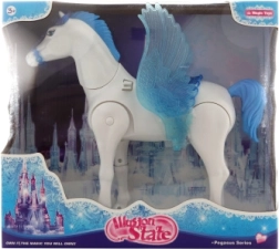 Caballo azul con alas móviles