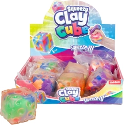 Cubo antiestrés transparente y colorido para apretar, 6 cm