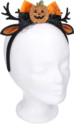 Diadema de carnaval con orejas y adorno de calabaza