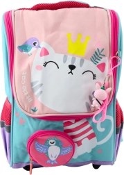 Mochila escolar con motivo de gatito blanco y bolsita desmontable 21 L