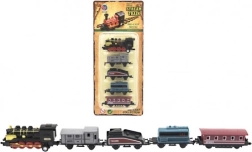 Tren con vagones 5 uds, metal/plástico, 8 cm, de retroceso