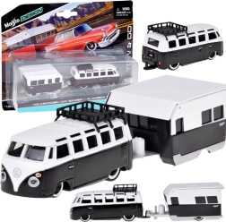 Modelo metálico de combate Maisto VOLKSWAGEN Van Samba con caravana 1:64