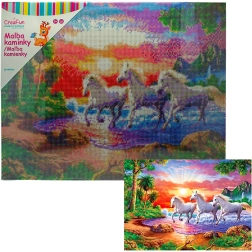 Pintura con diamantes – caballos al atardecer 40 × 50 cm
